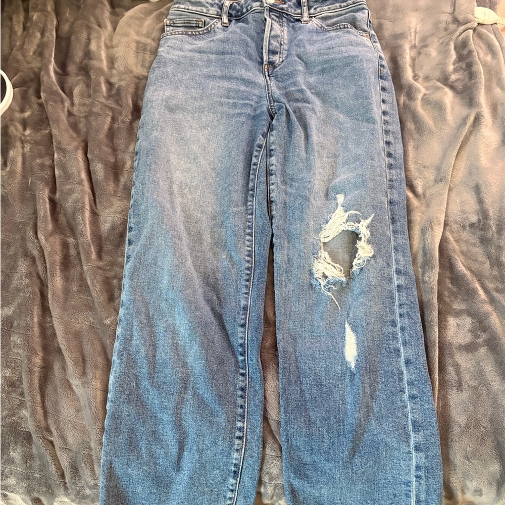 Express Blue Distressed Boyfriend Jeans